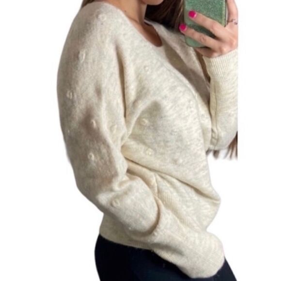 William Rast- Women’s Long Sleeve Nubby Sweater Ivory Alpaca Blend, Size Large - Picture 2 of 11